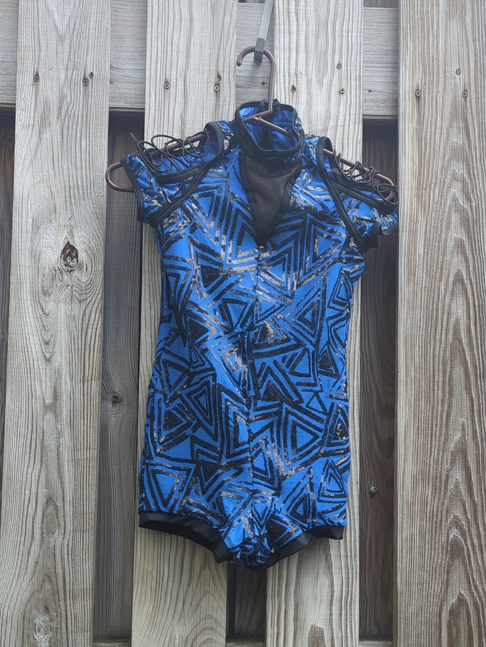 Weissman Blue Geometric Kids One-Piece Bodysuit with Black Trim